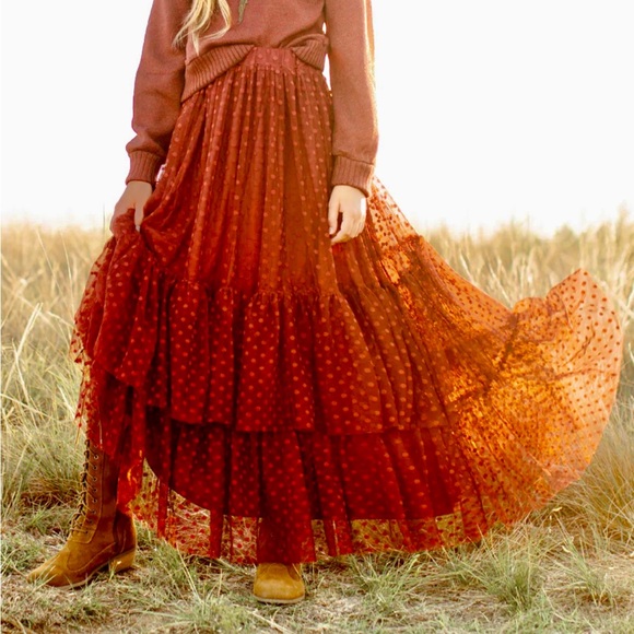 JOYFOLIE Zenni Maxi Skirt in Cinnamon (Women’s Small/Girl’s Size 14) - Picture 3 of 4